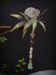 Chinese Ancient Silk Flower Hairpin Bamboo Hairpin Hanfu Handmade Accessory