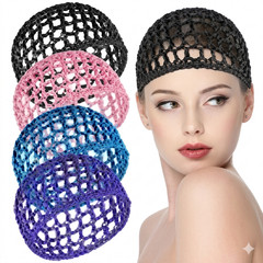 4 pieces crochit hair net rayon knit snoot hat