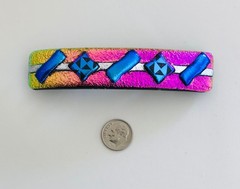 Dichroic Fused Glass Hair Barrette Handmade by Janet Wolery – 4”- DICHRO-BRIGHT