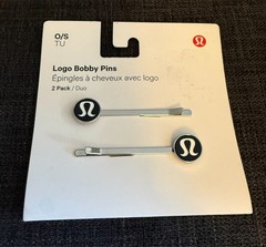 Lululemon Logo Bobby Pins 2 Pack Black & Silver Hair Pins One Size NEW