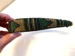 MAASAI, THREE HAND MADE SEAD BEADED HEADBANDS, GEOMETRIC PATTERNS