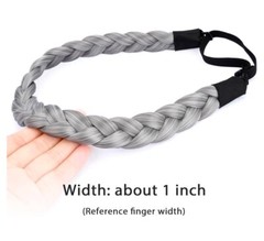 Ladies Braided Synthetic Plait Elastic Hair Headband Three Strand 1” Wide
