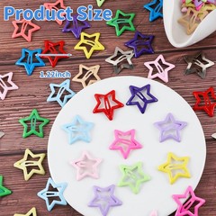 55pcs 1.22″ Star Hair Clips Cute Hair Clips for Girls Colorful Metal Snap Hai…