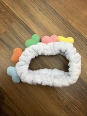 Soft Colorful Plush Hearts Shape Headband for Make Up , Skincare, Bath