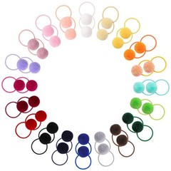 40pcs Baby Hair Ties Soft Fluffy Pom Pom Ponytail Holders No Damage Nylon Ela…