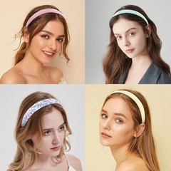 12pcs Headbands for Women Girls Summer Flower Floral Plain Checked Plaid Printed