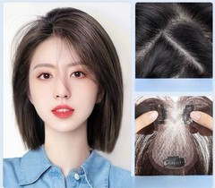 2.75″x4.3″Seamless edge 100% Human Hair Hairline Head Top Topper Clip in 10″