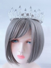 Women Ice Queen Prom Rhinestone Silver Clear Crystal Head Tiara Full Round Crown