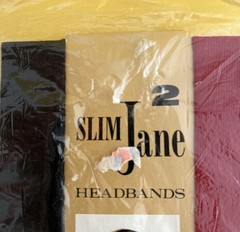 Vintage Two Slim Jane Headbands Black Red Nylon Stretch 60’s New NOS