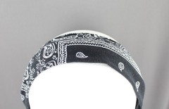 Black White fabric bandana print headband super extra wide hair band accessory