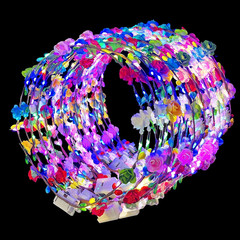 50 Pcs LED Flower Crowns Headbands,Flower Crowns for Women,Mardi Gras Light up H