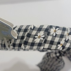 Piper K Gingham Check Daisy Bow Headband Floral Ribbon Tail Cottagecore Peasant
