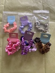 Set Of 12 Solid Color Hair Scrunchies Hair Ties Multicolor Bright Satin Summer