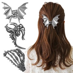 KFHENSOMR 3Pcs Large Metal Spider Bat Hand Hair 1 Count (Pack of 3), Black
