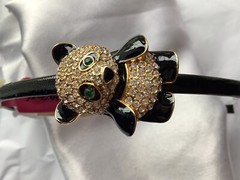 **VINTAGE**BETSEY**JOHNSON**BLACK*ENAMEL*PANDA*BEAR*HEADBAND*WOMEN’S*HAIR*RARE**