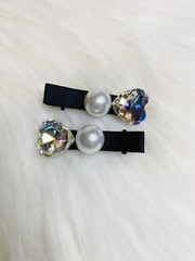 Pearl Hair Rhinestone Heart Clips Women Hair Pin Barrette Styling Lot 2 New