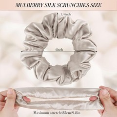 4 Pack 100% Mulberry Silk Hair Scrunchies Silk Hair Ties for Hair No Damage