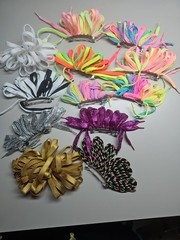 Lot 12 Vtg 80s Shoelace French Hair Barrette Metallic Thread Pastel Neon