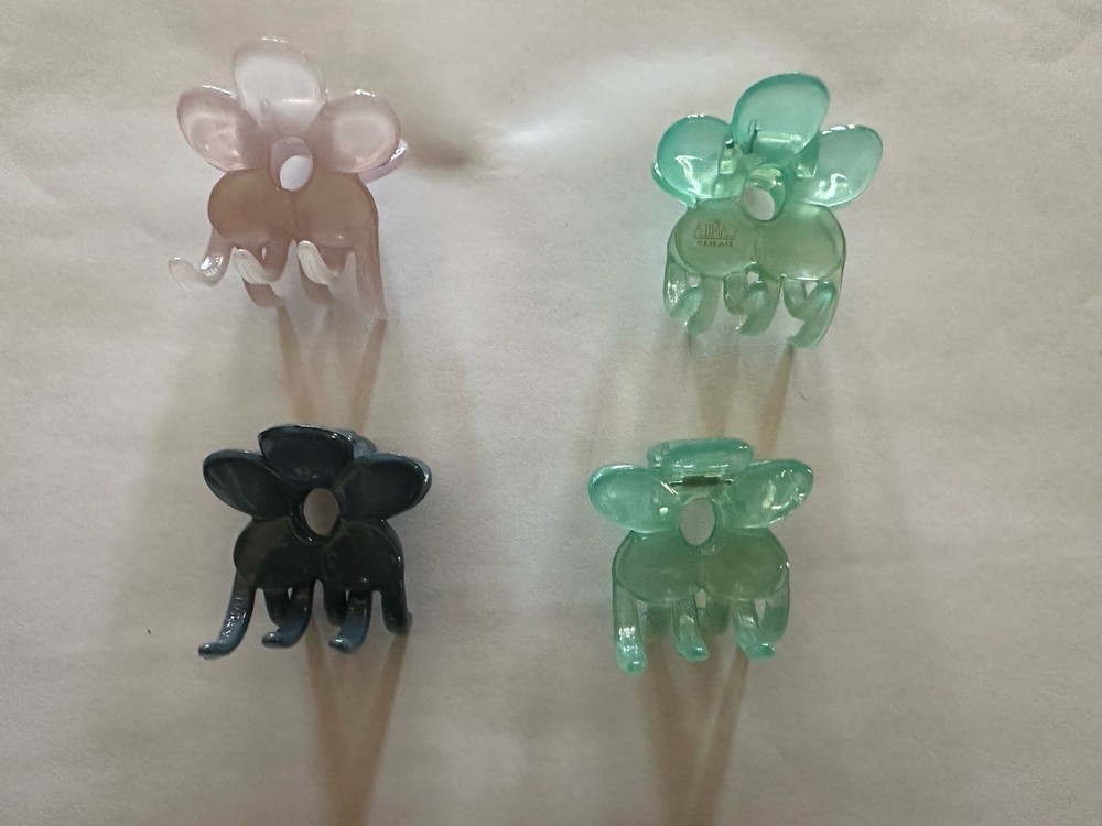 Camila Paris Flower Mini Hair Claw Clips Lot Of 4 Pastel Acetate French Style