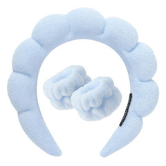 3Pcs Spa Headband Wristband Set Women Makeup Face Wash Skincare Sponge Hair Band