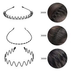 6Pcs Metal Hair Headband Wave Style Hoop Band Comb Sports Hairband Men Women US