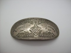Vintage Large Engraved Elephants Metal Hair Clip 4″ Barrette