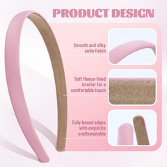 Multicolor Satin Cloth Fabric Covered Thin Plain Plastic Headband Accessories