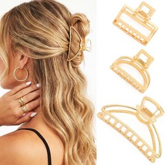 Fashey Metal Claw Clips Gold Hair Claws Mini 1 Count (Pack of 3),