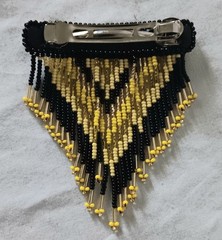 Beaded Boho Hippie Barrette With Fringe & French Clip Closure Guatemalan Artisan