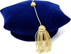 Graduation Doctoral Tam Blue Velvet 6 Sided with Gold Bullion Tassel Blue 6 S…