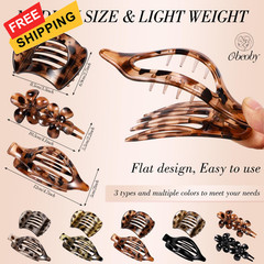 Obeoby 10 Pcs Flat Hair Clips for Women, 1 Count (Pack of 10), Tortoiseshell