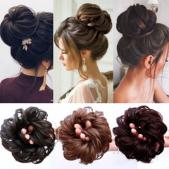 Messy Curly Fake Hair Bun Piece Extensions Hairpiece Hair Clip In Scrunchie US