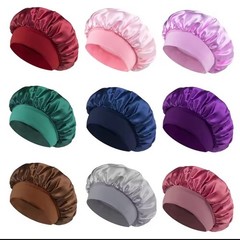 Satin Bonnet Multicolor Elastic Soft Band for Women All Hair Types Sleeping Hat