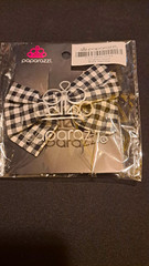 Paparazzi Black & White Gingham Bow Hair Clip Barrette Fabric Metal