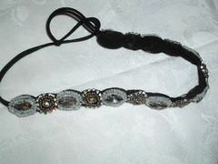 WHITE PEARL RHINESTONE STRETCH HEADBAND OR HAT BAND