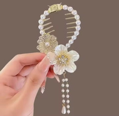 Flower Pearl Tassel Hair Clip Rhinestone Butterfly Bun Holder Women Hair Pin