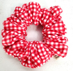 Handmade Women’s Scrunchies size Large Red Gingham Plaid Snuggle Flannel New