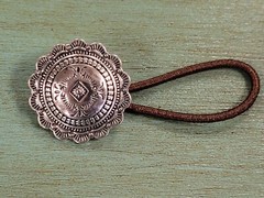 Concho-Style Hair Elastic Tie with Western Design for Ponytail, Braids, Pigtails