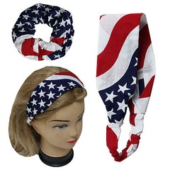 US Flag Hair Band Headwrap & Scrunchie Star Spangled Hair Accessories