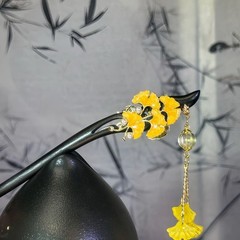 Double Sided Wooden Hair Stick Tassel Chinese Style Hairpin