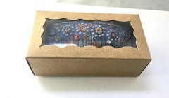 Stained Glass Mosaic Barrette: Branch, Hearts and Birds- Handmade