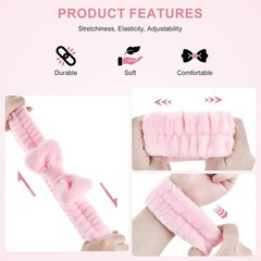 6Pack Headband and Wristband Set for Washing Face, Spa Skincare Makeup Headband,