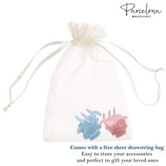 Parcelona French Glossy Square Small Blush Pink-Blue Celluloid Hair Claws(2Pcs)