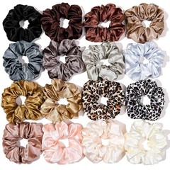 16 Scrunchies for Women – Satin Hair Ties and Bands, Big Ponytail Holders for Th