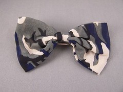 Camo camouflage print chiffon fabric big BOW 5″ wide barrette hair clip kawaii