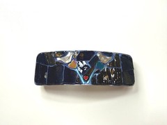 Stained Glass Mosaic Barrette: Branch, Hearts and Birds- Handmade