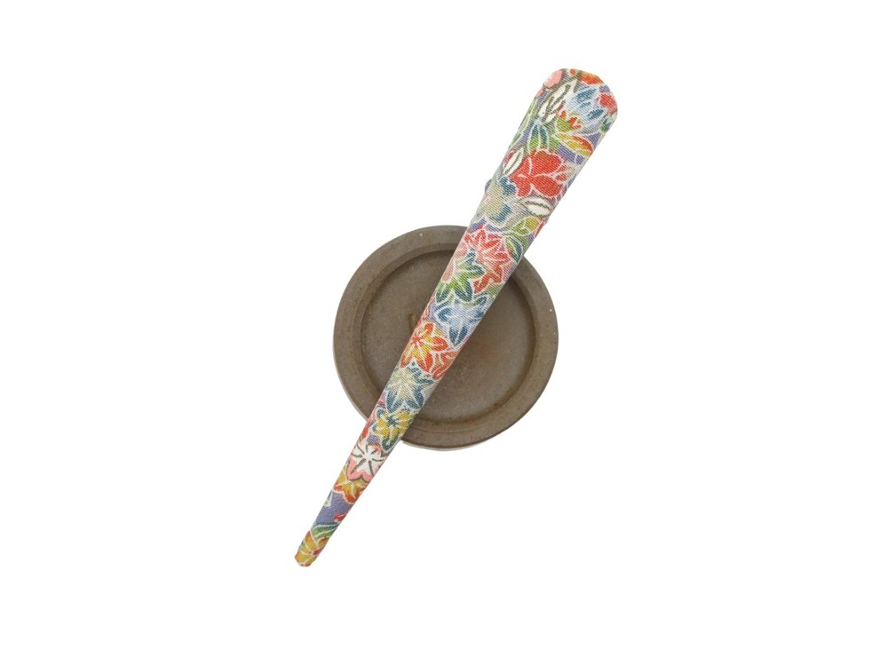 Floral Colorful Kimono Hair Clip 130mm Long Metal Upcycled Silk Hair Stick