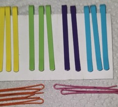 Rainbow of Colorful Hair Clips Lot/17 Bobby Pins Pink Purple Orange Red Blue