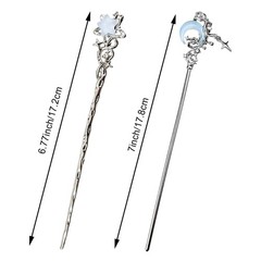 4PCS Star Moon Hair Sticks for Buns Long Hair Chinese Hanfu Asian Vintage Hair C