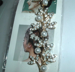 WEDDING WHITE PEARL AND RHINESTONE HAIR WRAP BUN WRAP NEW W TAG